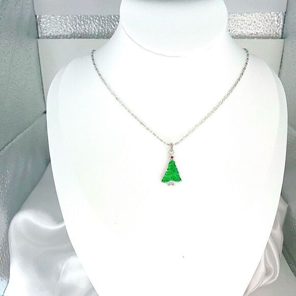 ATP Christmas Tree Necklace with 925 Silver Chain - Picture 3 of 8